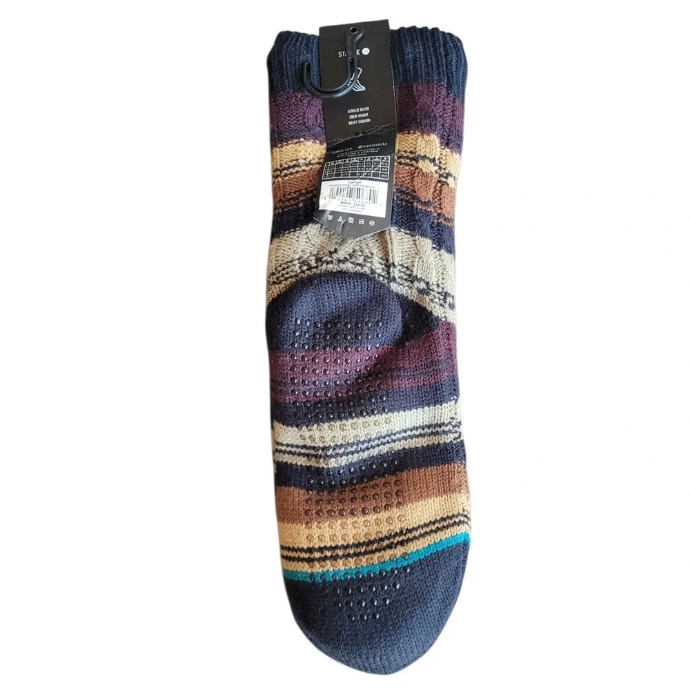 STANCE Burgundy Toast Heavy Cushion Crew Height Non Slip Socks Size L M: 9-13